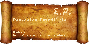 Raskovics Petrónia névjegykártya